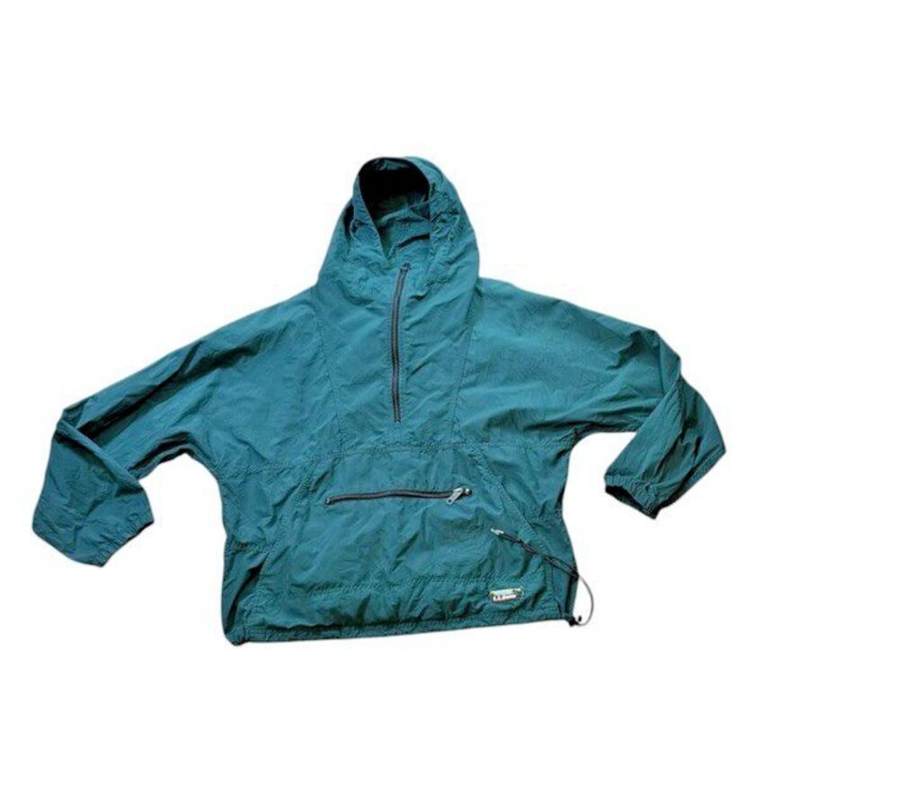Vintage LL Bean Windbreaker Womens Size Large Anorak Kangaroo Packable *FLAW*